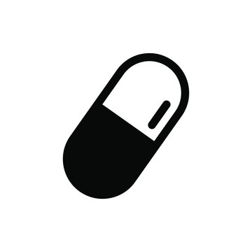 pil capsul icon , medical science logo template vector , emblem isolated illustration ,design  outline solid background white