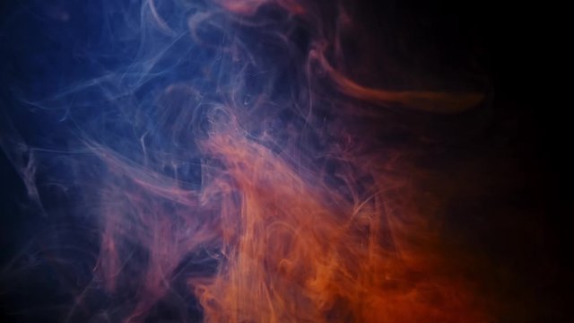 Red fire versus blue ice smoke dynamic abstract background