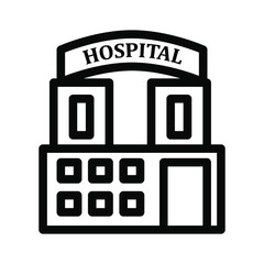 Hospital icon , building vector , science business profesional emblem isolated illustration , outline solid background white