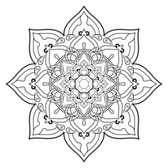 Circle flower of mandala with vintage floral style, Vector mandala Oriental pattern, Hand drawn decorative element. Unique design with petal flower. Concept relax and meditation use for page logo book