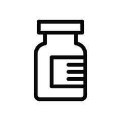 Medicine bottle icon , medical science profesional vector , template logo design emblem isolated illustration , outline solid background white