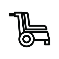 Wheelcair icon , science hospital profesional , template design logo emblem isolated illustration , outline solid background white