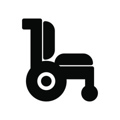 Wheelcair icon , science hospital profesional , template design logo emblem isolated illustration , outline solid background white