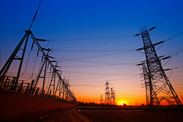 Fototapeta premium Pole and tower of high voltage