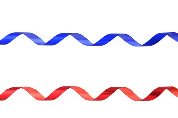 red and blue ribbons isolated on a white background.