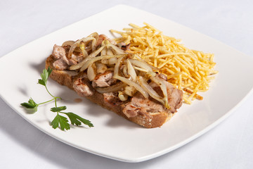 Smoked pork on toast
