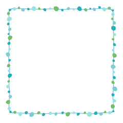 Blue drawing dots border frame on white background