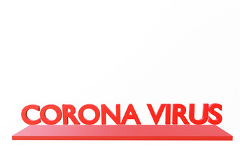 3d red corona virus texts on red square isolate on white background empty copy space 3D rendering