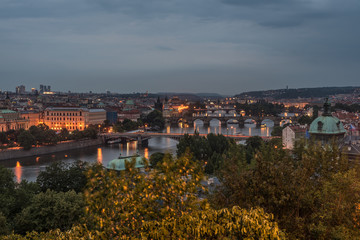 Prague city night view