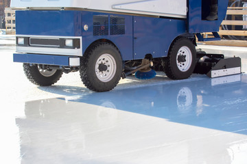 special machine ice harvester cleans the ice rink. transport industry