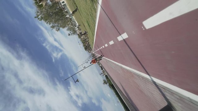 360 barrel camera roll at promenade and man riding on bike