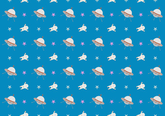 Abstract pattern vector of kids science with design, spaceship, stars, astronauts background. The concept through spaceship icons is perfect for backgrounds, website wallpapers and kids' rooms.