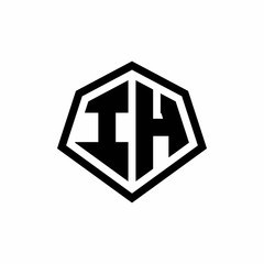 IH monogram logo with hexagon shape and line rounded style design template