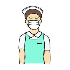 Nurse in drawing style vector, Covid-19 crisis