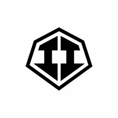 II monogram logo with hexagon shape and line rounded style design template