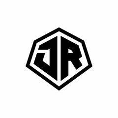 JR monogram logo with hexagon shape and line rounded style design template