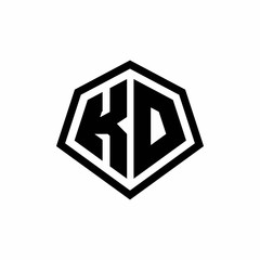 KD monogram logo with hexagon shape and line rounded style design template