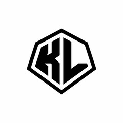 KL monogram logo with hexagon shape and line rounded style design template