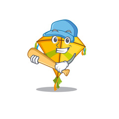 Mascot design style of kite with baseball stick