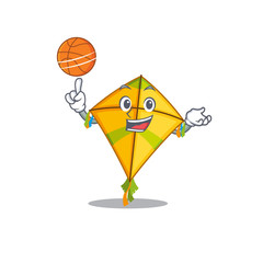 A sporty kite cartoon mascot design playing basketball