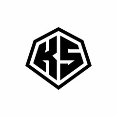 KS monogram logo with hexagon shape and line rounded style design template