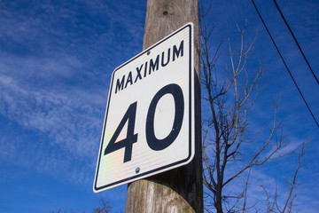 40 km/hr speed limit sign