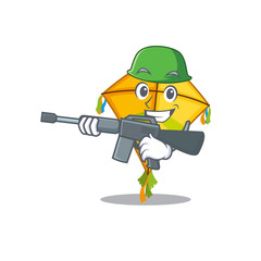 A picture of kite as an Army with machine gun
