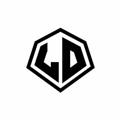 LD monogram logo with hexagon shape and line rounded style design template