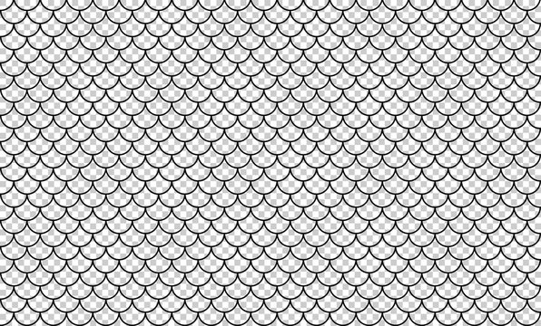 line art of fish scale pattern isolated on transparent background, tile pattern line, mermaid tail pattern grid for decoration