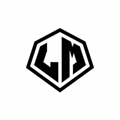 LM monogram logo with hexagon shape and line rounded style design template