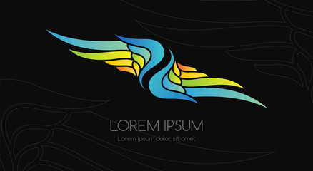 Wing logo. Coloful vector emblem in simple style.