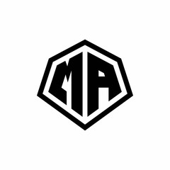 MA monogram logo with hexagon shape and line rounded style design template