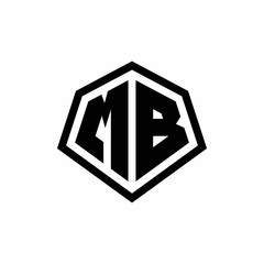MB monogram logo with hexagon shape and line rounded style design template