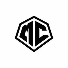 MC monogram logo with hexagon shape and line rounded style design template