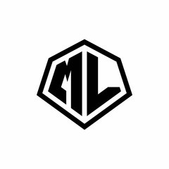 ML monogram logo with hexagon shape and line rounded style design template