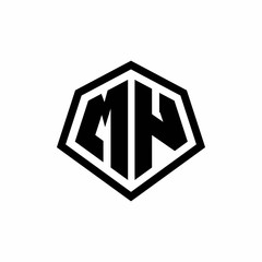 MN monogram logo with hexagon shape and line rounded style design template