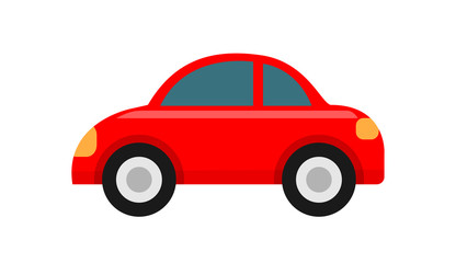 Obraz na płótnie Canvas red car icon isolated on white background, clip art car red cute, illustration car flat simple for infographic design, car shape concept for children learning