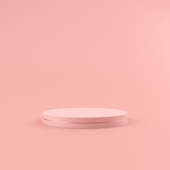 Pastel pink and rose gold podium for advertising and marketing. Minimal stand 3d illustration.