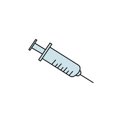 Syringe. Doodle icon. Drawing by hand. Vector illustration.