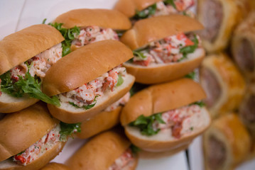 Full stuff long bun burger on catering service