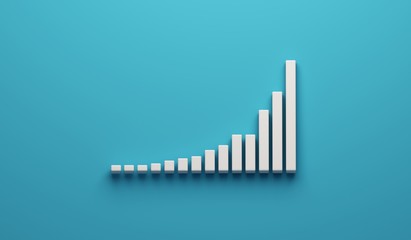 Data Growth number of total cases graph. 3D Render illustration