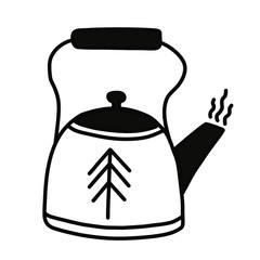 Tea Kettle with a closed lid, evaporation of water from a spout, boil water isolated on a white background vector illustration