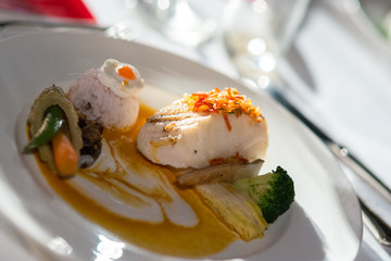 fish steak with vegetables