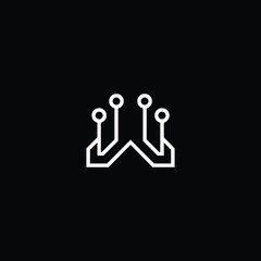 Minimal elegant monogram art logo. Outstanding professional trendy awesome artistic Technology W initial based Alphabet icon logo. Premium Business Technology logo White color on black background