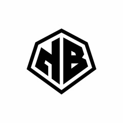 NB monogram logo with hexagon shape and line rounded style design template