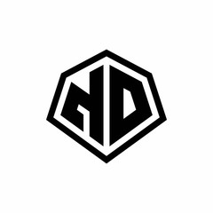 ND monogram logo with hexagon shape and line rounded style design template