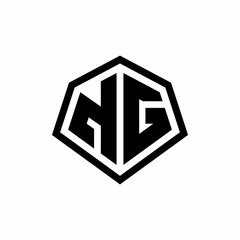 NG monogram logo with hexagon shape and line rounded style design template