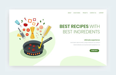 Best recipes vector website landing page design template