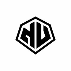 NV monogram logo with hexagon shape and line rounded style design template