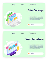 Site concept vector website landing page template set